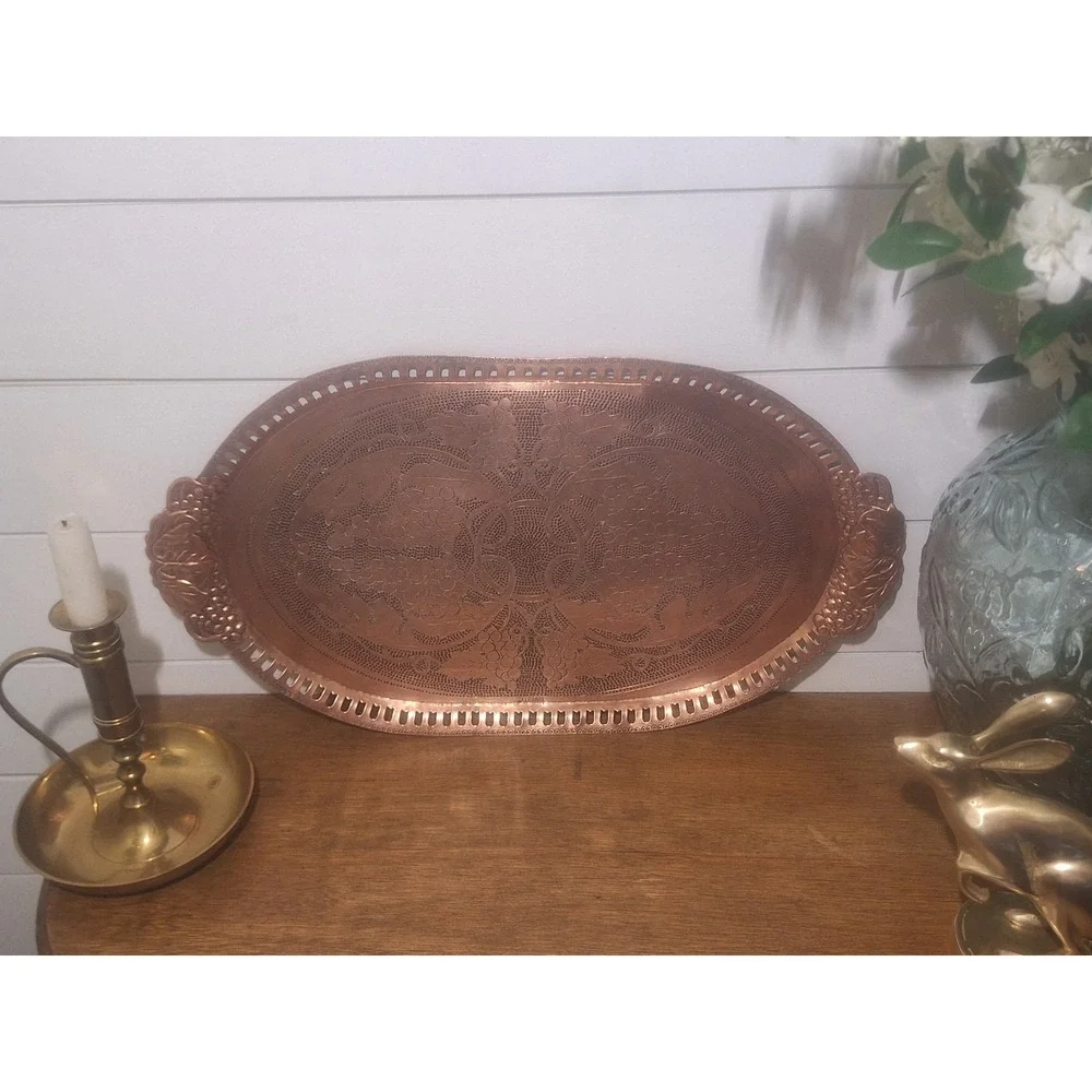 Vintage copper handmade tray